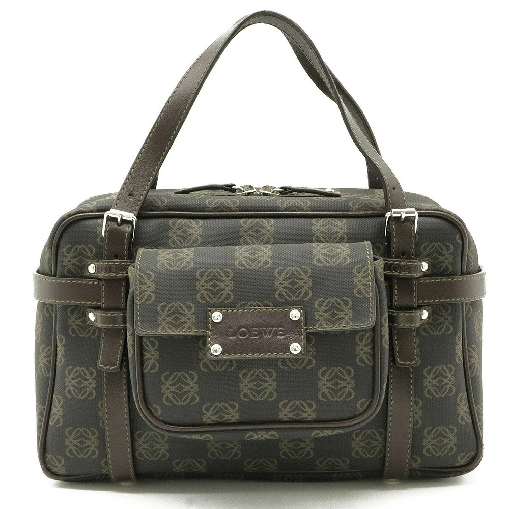 Loewe Anagram Tote Bag Handbag Leather Dark Brown Pouch